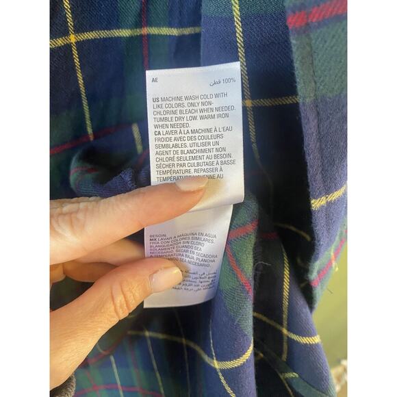 Club Room Shirt Mens Size Medium Long Sleeve Flannel NEW Blue Green Plaid Tartan - Picture 9 of 13